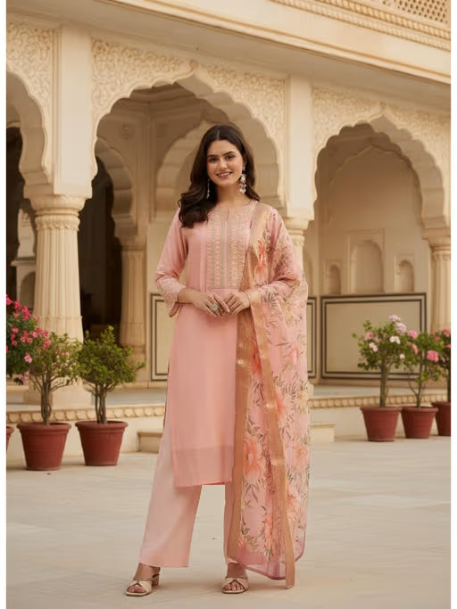 Embroidered Kurta Pant & Dupatta Set