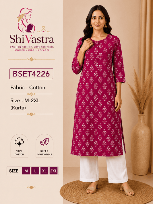 Women's Cotton Kurti - BSET4226 - M