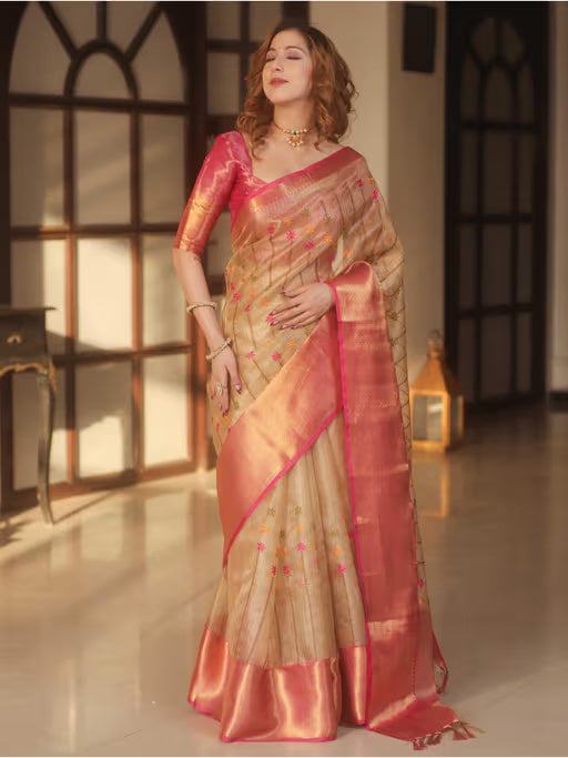 Floral Organza Silk Saree