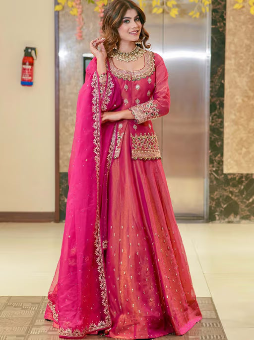 Champagne Embroidered Bridal Lehenga