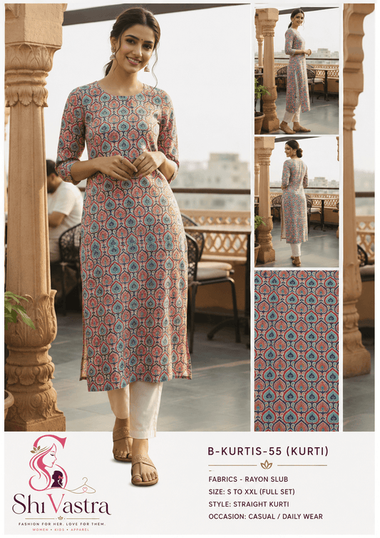 Women's Cotton Kurti - B-KURTIS-55 - M