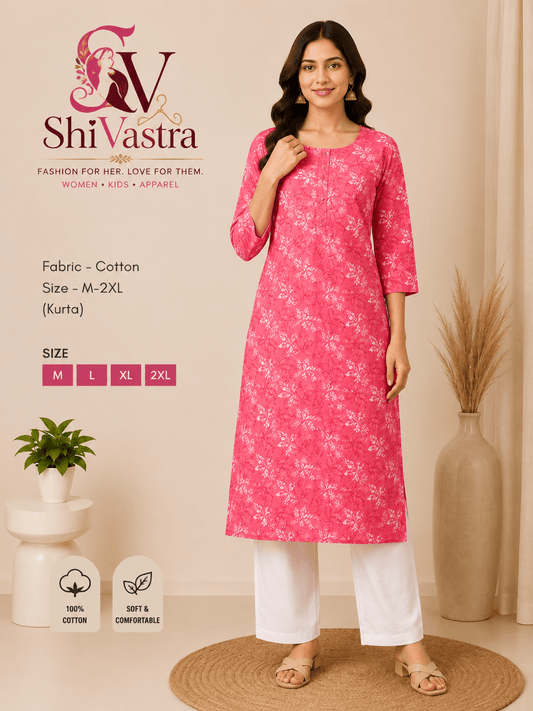 Women's Cotton Kurti - BSET4214 - M