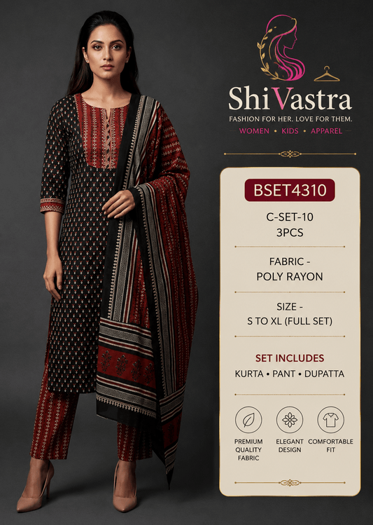 Women's 3-Piece Ethnic Set - C-SET-10 - S