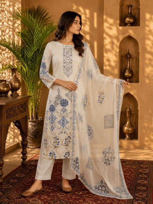 Ivory Printed Kurta with Dupatta Set