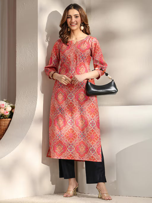 Floral Embroidered Straight Kurti